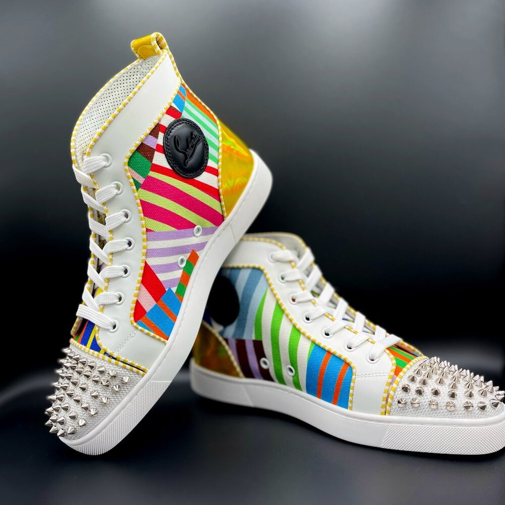 NEW Authentic Christian Louboutin Sneakers high-top Lou Spikes ORLATO FLAT